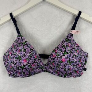 Victorias Secret‎ Floral Push-Up Wireless Bra 34C Purple Pink 176580-QCS NWT